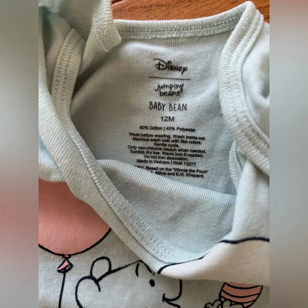 Disney Jumping Beans Winnie the Pooh Piglet Ruffle Long Sleeve Bodysuit 12M